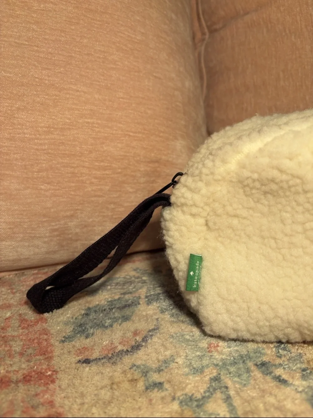 White Sherpa Kate spade cosmetic bag